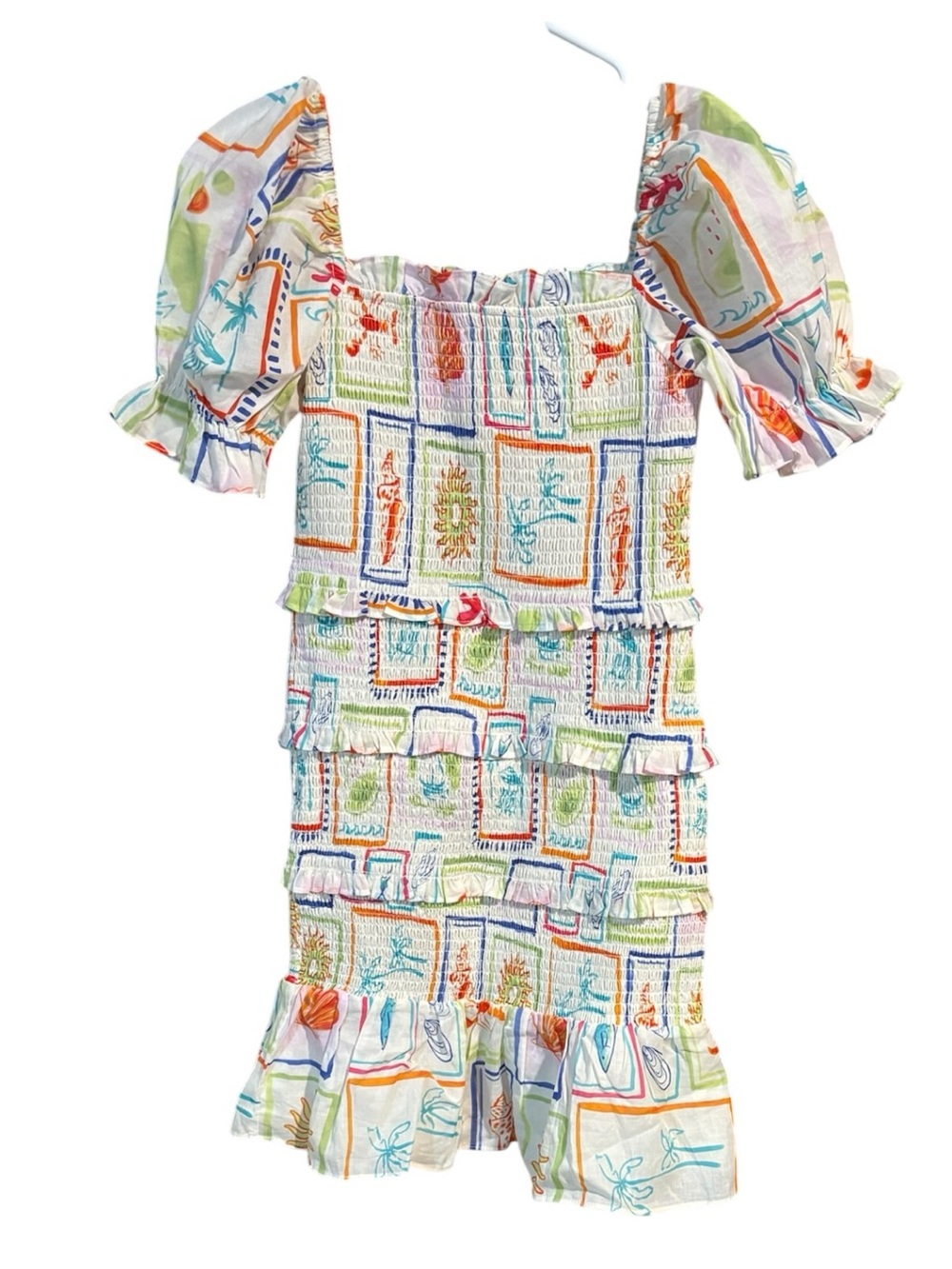 J.Marie Tiered Smocked Coastal Dress NWOT